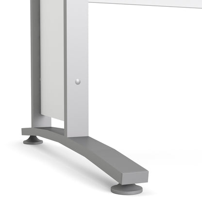 Prima Desk 120cm in White with Silver Grey Steel Legs