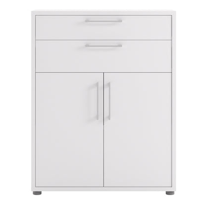 Prima Bookcase 1 Shelf With 2 Drawers 2 Doors In White