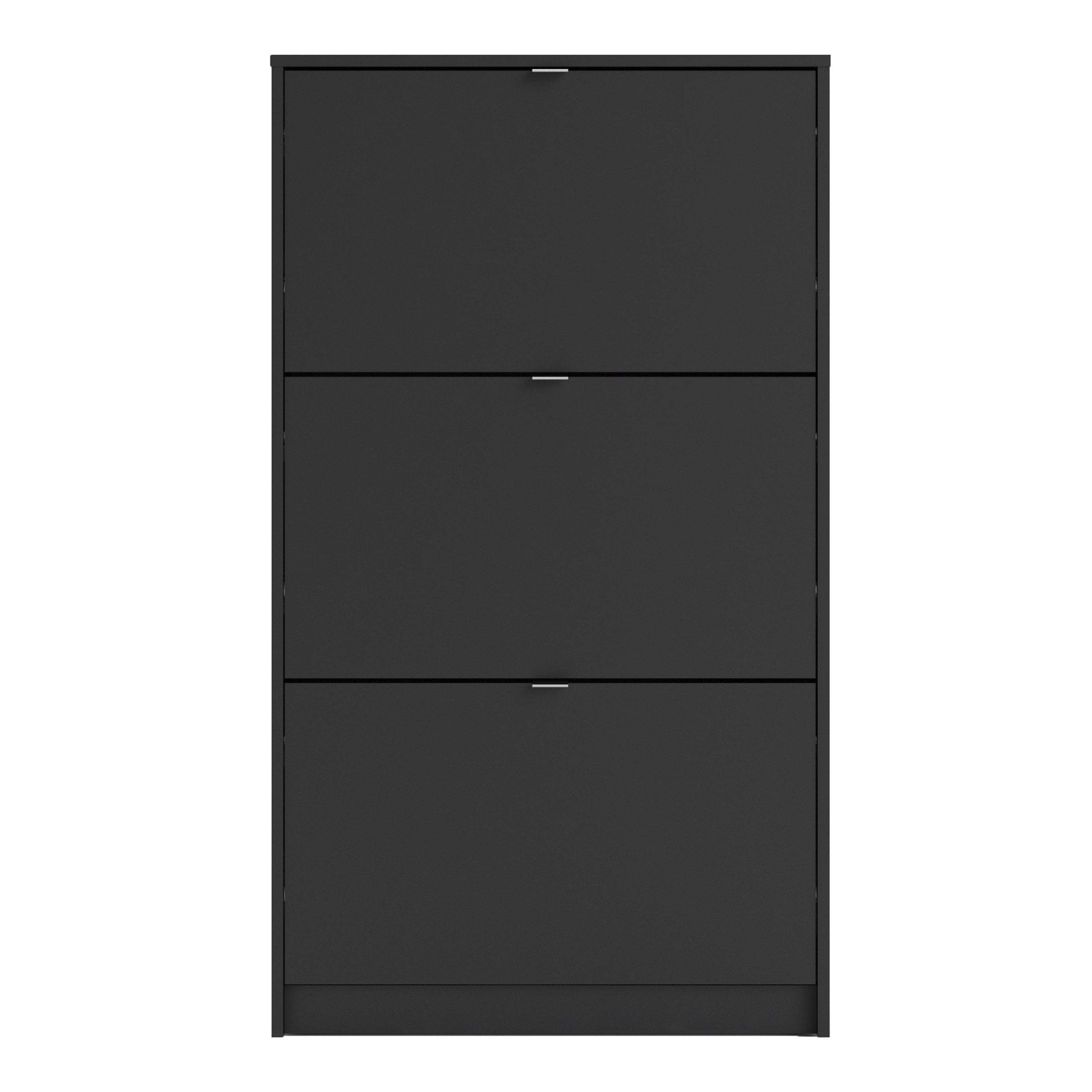 Shoes Shoe Cabinet 3 Flip Down Doors and 1 layer in Matt Black