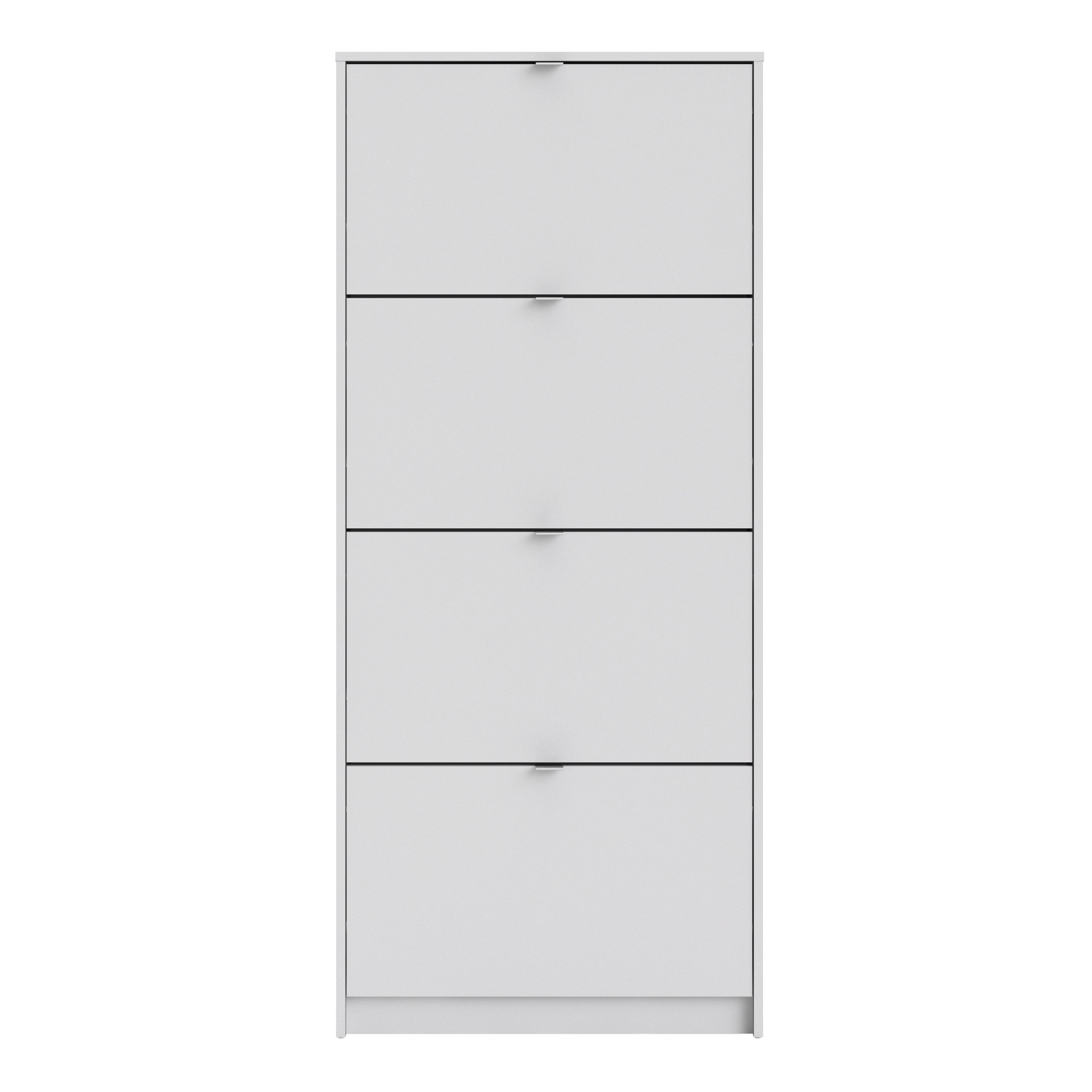 Shoes Shoe Cabinet 4 Flip Down Doors and 1 layer in White