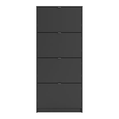 Shoes Shoe Cabinet 4 Flip Down Doors and 2 layers in Matt Black