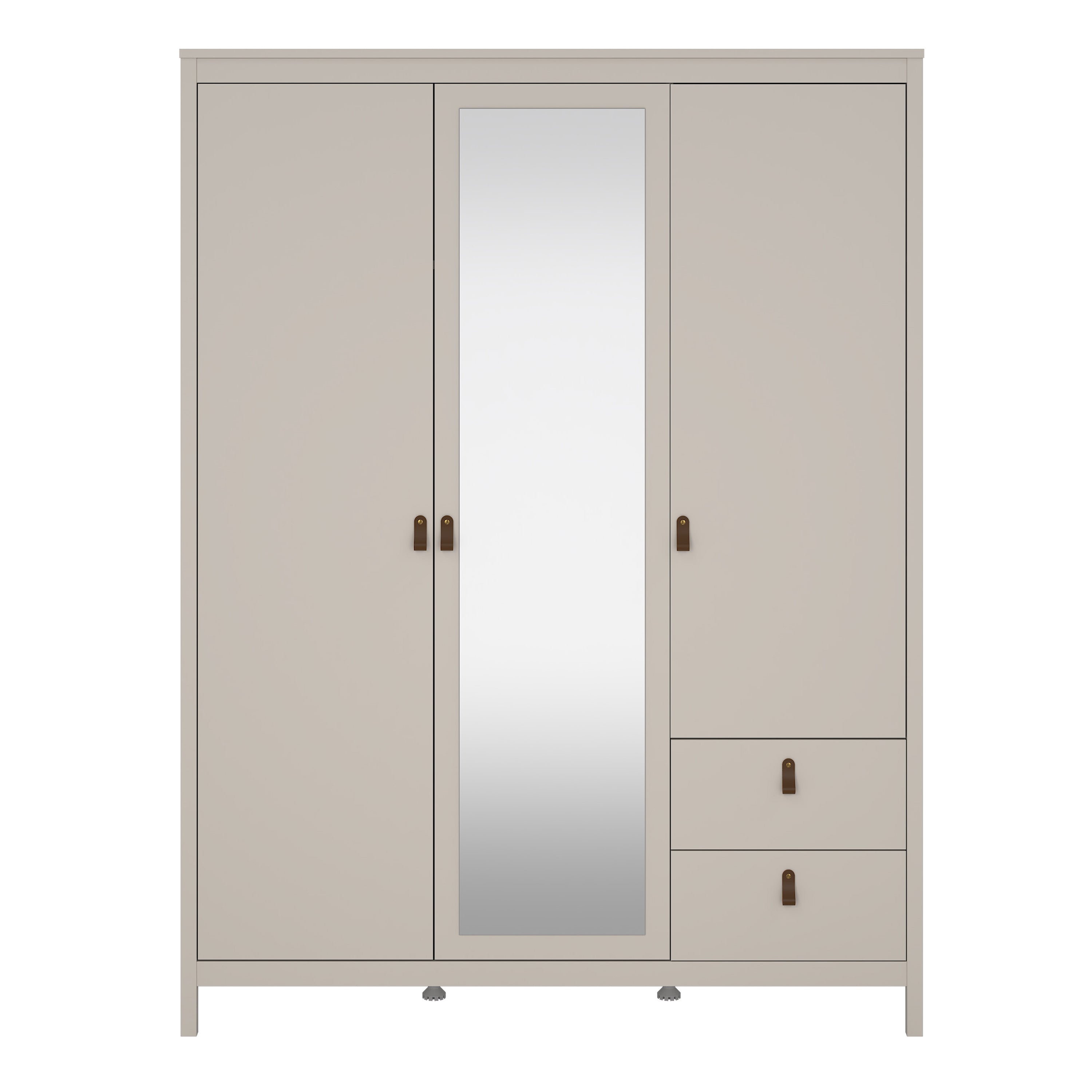 Barcelona Wardrobe with 2 Doors + 1 Mirror Door + 2 Drawers in Cashmere
