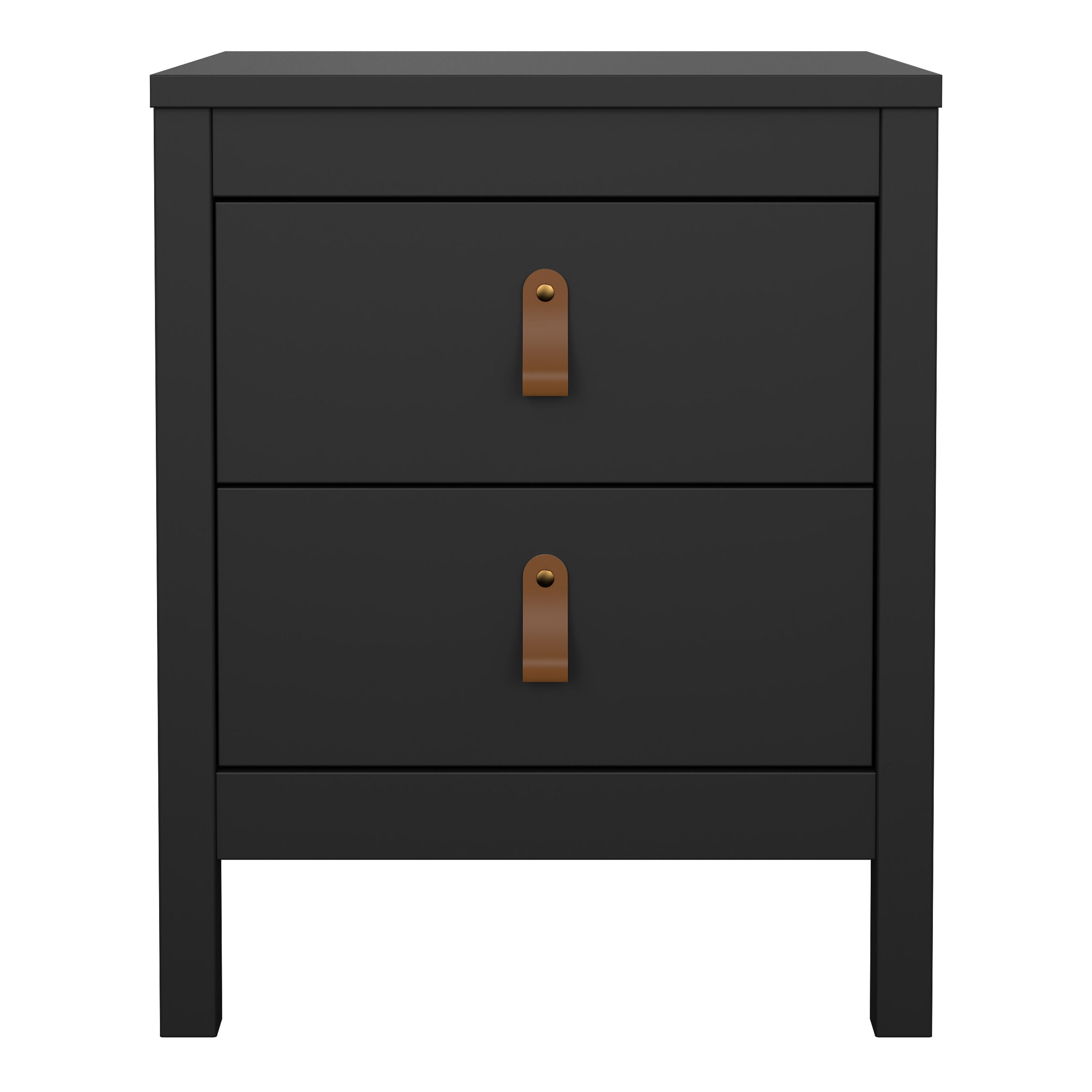 Barcelona Bedside Table 2 Drawers in Matt Black