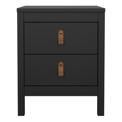 Barcelona Bedside Table 2 Drawers in Matt Black