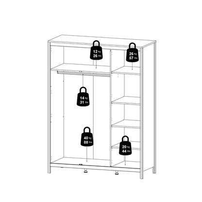 Barcelona Wardrobe with 3 Doors in Matt Black