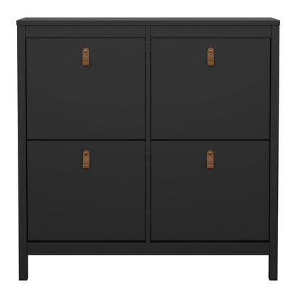Barcelona Shoe Cabinet 4 Flip Down Doors in Matt Black