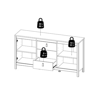 Barcelona Sideboard 2 Doors + 3 Drawers in Cashmere