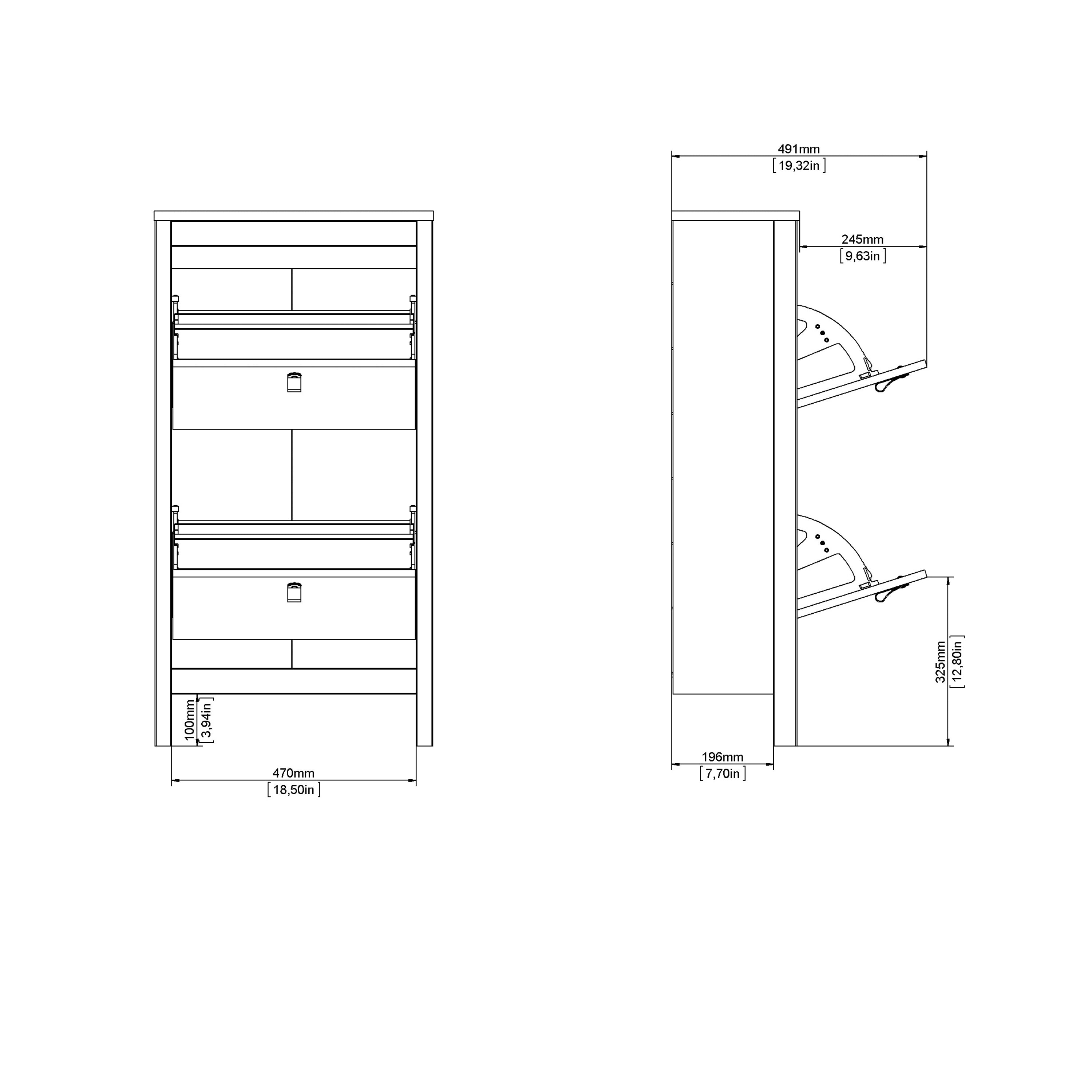 Barcelona Shoe Cabinet 2 Flip Down Doors in Cashmere