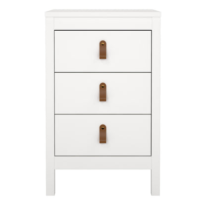Barcelona Bedside Table 3 Drawers in White
