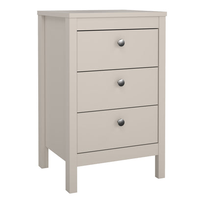 Barcelona Bedside Table 3 Drawers in Cashmere