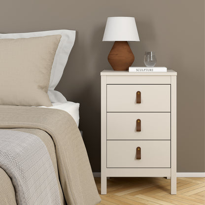 Barcelona Bedside Table 3 Drawers in Cashmere