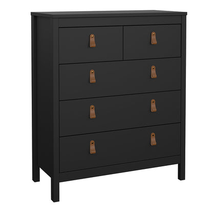 Barcelona Package - Bedside Table 2 Drawers + Chest 5 Drawers + Wardrobe with 2 Doors in Matt Black