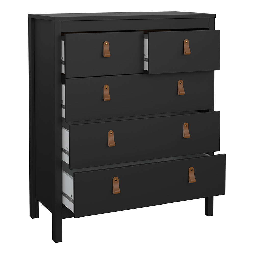 Barcelona Package - Bedside Table 2 Drawers + Chest 5 Drawers + Wardrobe with 2 Doors in Matt Black