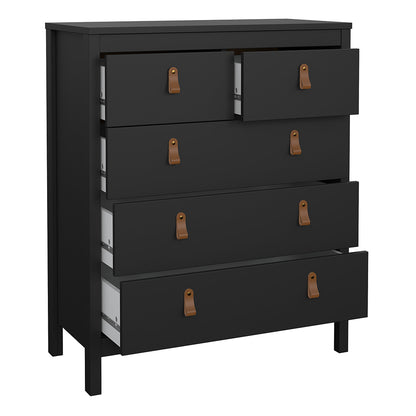 Barcelona Package - Bedside Table 2 Drawers + Chest 5 Drawers + Wardrobe with 3 Doors in Matt Black