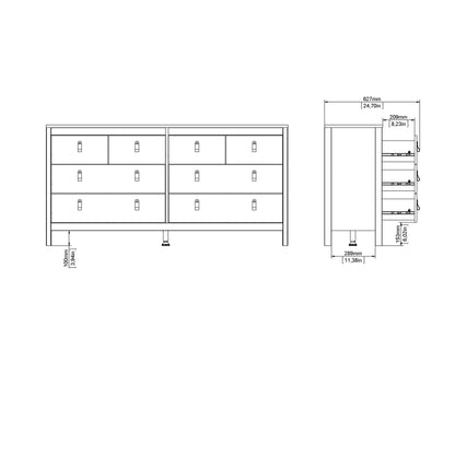 Madrid Double Dresser 4+4 Drawers in Cashmere