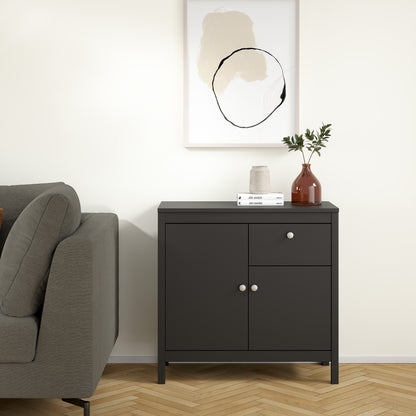 Madrid Sideboard 2 Doors 1 Drawer in Matt Black