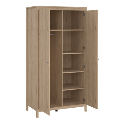 Madrid Package - Bedside Table 2 Drawers + Chest 5 Drawers + 2 Door Wardrobe in Jackson Hickory Oak
