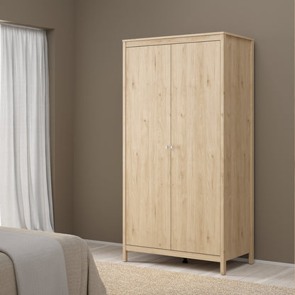 Madrid Package - Bedside Table 2 Drawers + Chest 5 Drawers + 2 Door Wardrobe in Jackson Hickory Oak