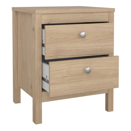 Madrid Package - Bedside Table 2 Drawers + Chest 5 Drawers + 2 Door Wardrobe in Jackson Hickory Oak