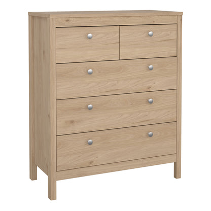 Madrid Package - Bedside Table 2 Drawers + Chest 5 Drawers + 2 Door Wardrobe in Jackson Hickory Oak