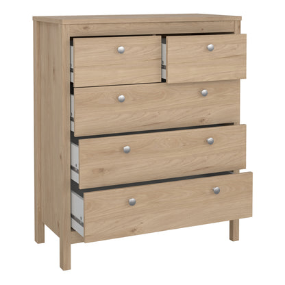 Madrid Package - Bedside Table 2 Drawers + Chest 5 Drawers + 2 Door Wardrobe in Jackson Hickory Oak