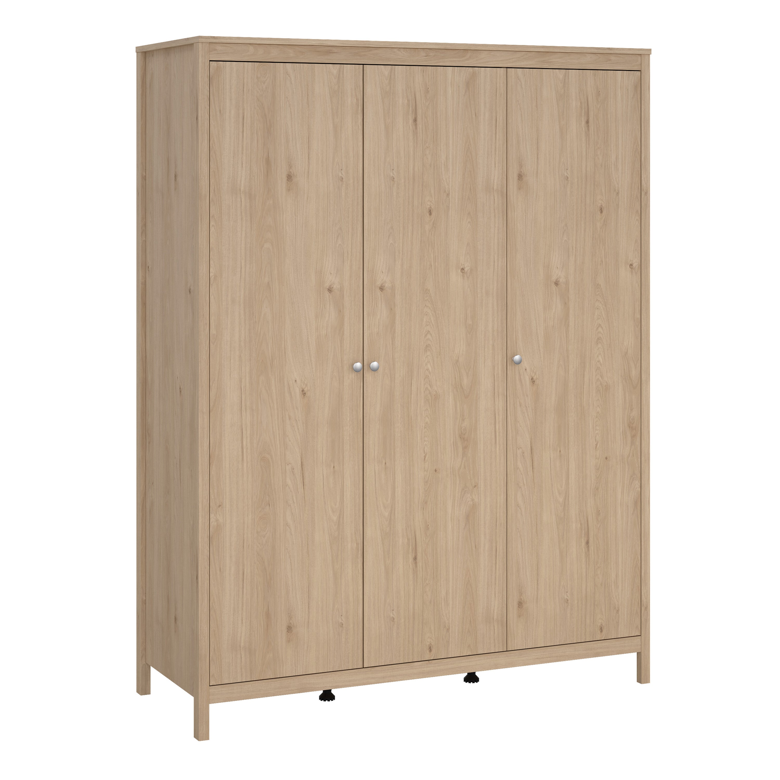Madrid Package - Bedside Table 2 Drawers + Chest 5 Drawers + 3 Door Wardrobe in Jackson Hickory Oak