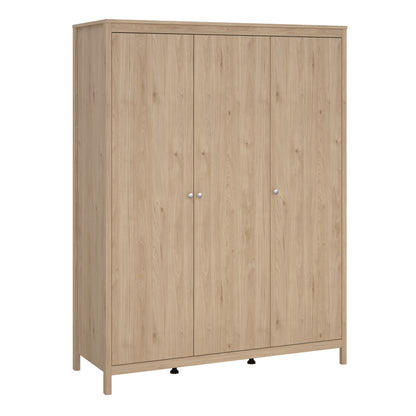 Madrid Package - Bedside Table 2 Drawers + Chest 5 Drawers + 3 Door Wardrobe in Jackson Hickory Oak