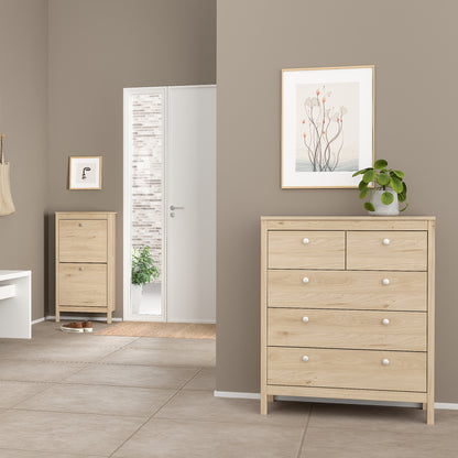 Madrid Package - Bedside Table 2 Drawers + Chest 5 Drawers + 3 Door Wardrobe in Jackson Hickory Oak