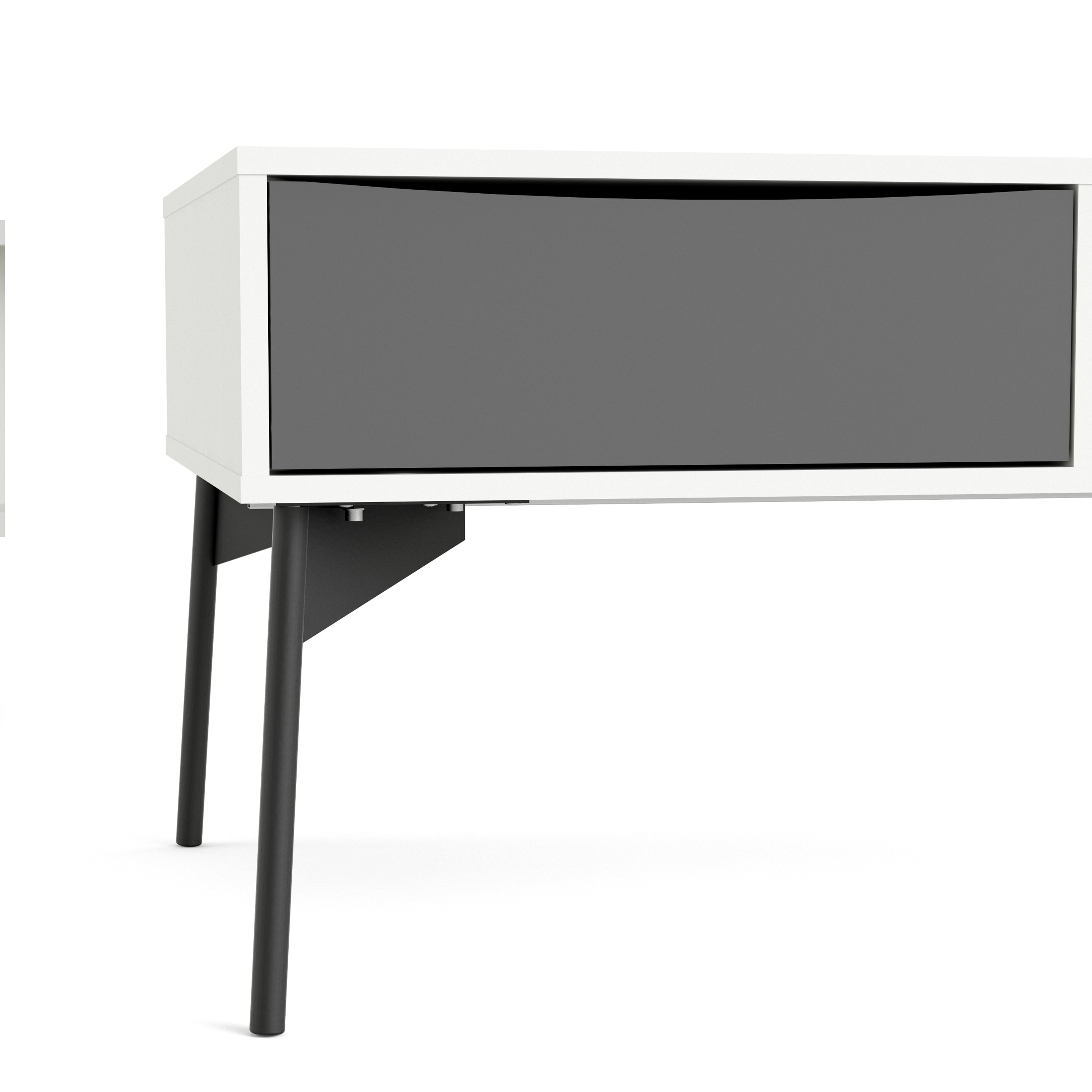 Fur Coffee Table with 1 Drawer in Grey and White