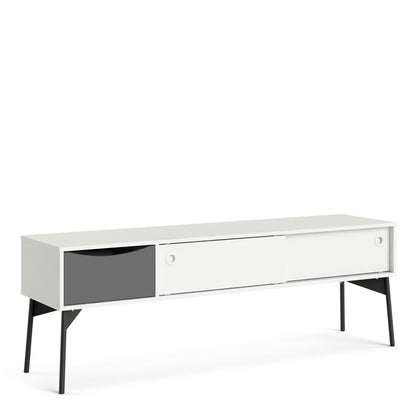 Fur TV Unit 2 Sliding Doors, 1 Drawer Grey and White