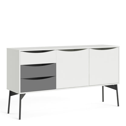 Fur Sideboard 2 Doors, 3 Drawers Grey and White