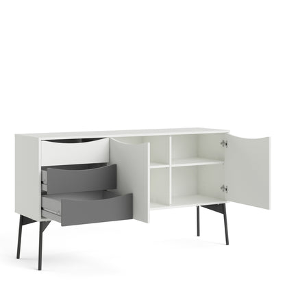 Fur Sideboard 2 Doors, 3 Drawers Grey and White