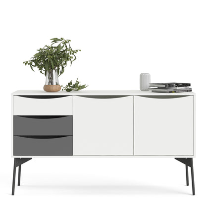 Fur Sideboard 2 Doors, 3 Drawers Grey and White