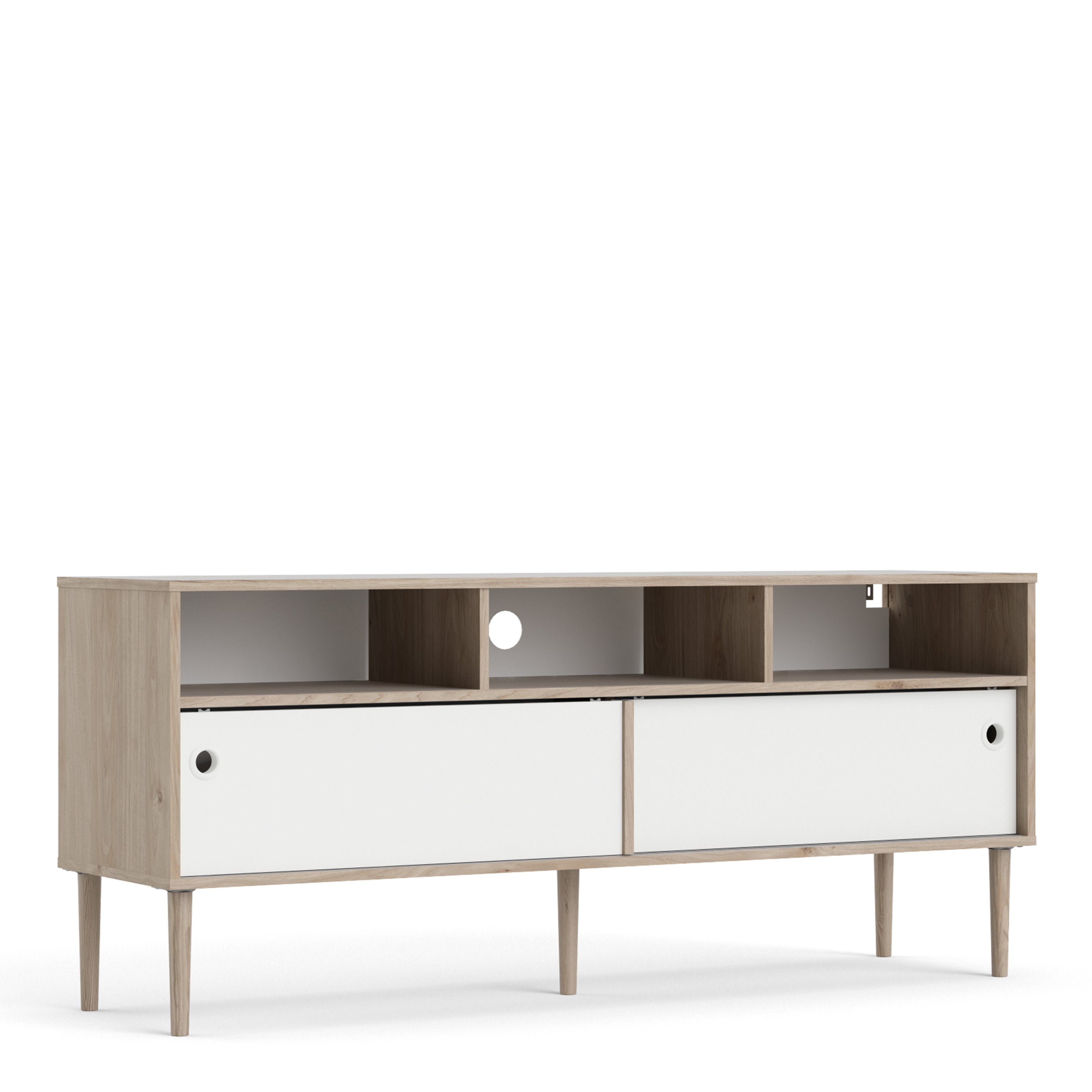 Rome TV Unit 2 Sliding Doors Oak and Matt White