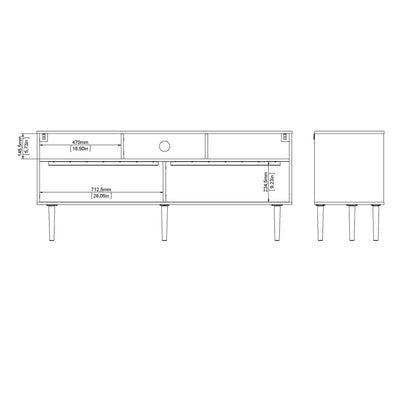 Rome TV Unit 2 Sliding Doors Oak and Matt White