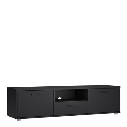 Media TV Unit with 2 Doors 1 Drawer 147cm Black