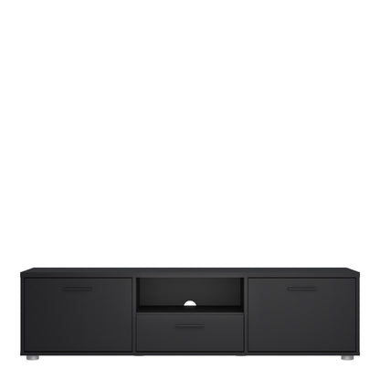 Media TV Unit with 2 Doors 1 Drawer 147cm Black
