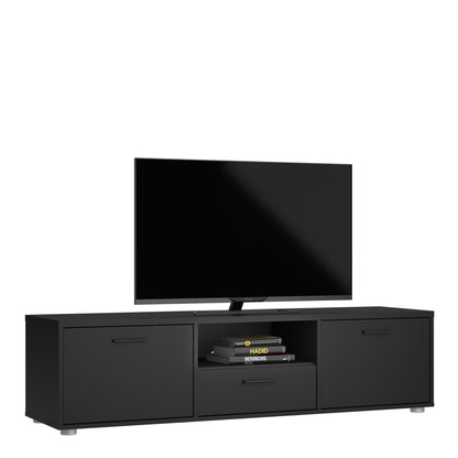 Media TV Unit with 2 Doors 1 Drawer 147cm Black