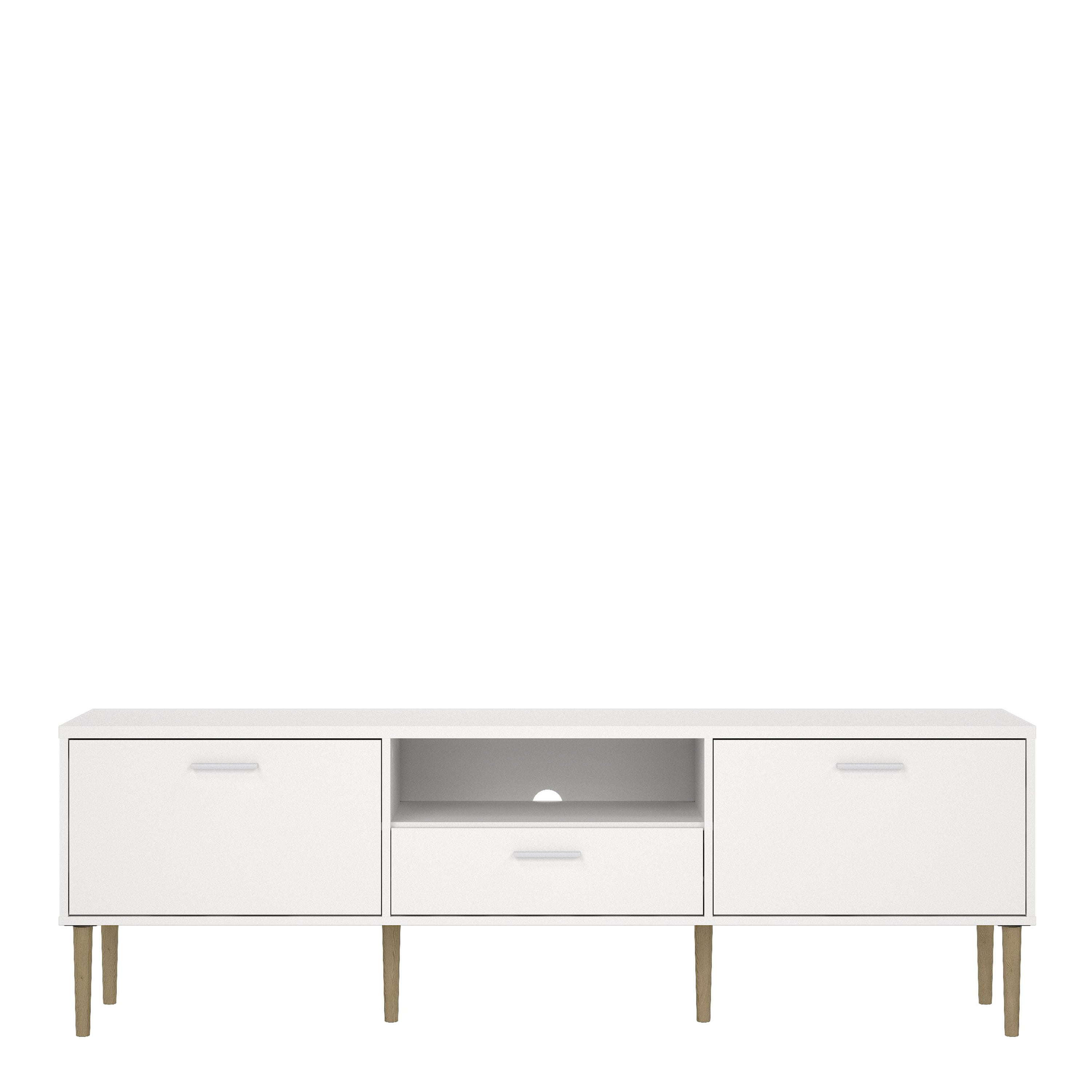 Media TV Unit with 2 Doors 1 Drawer in White