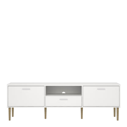 Media TV Unit with 2 Doors 1 Drawer in White