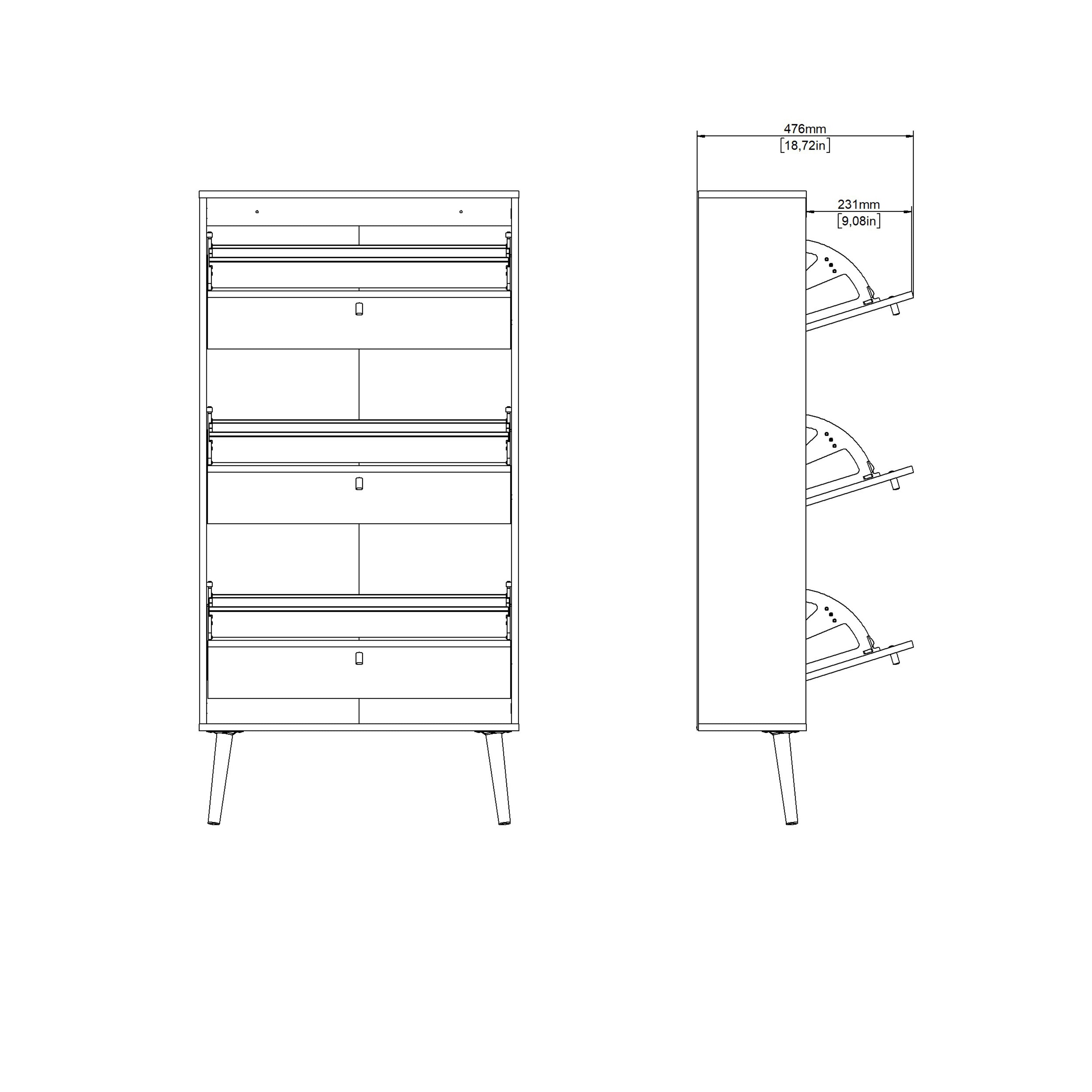 Cumbria Shoe Cabinet 3 Flip Down Doors Dark Grey