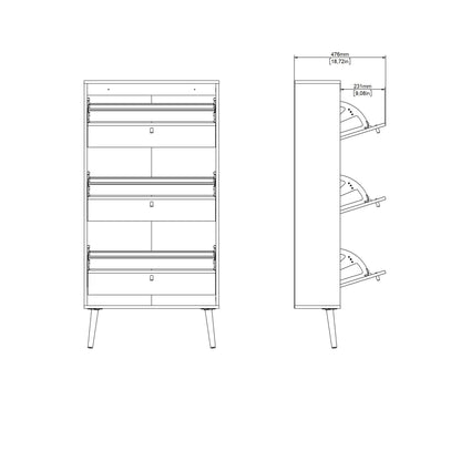 Cumbria Shoe Cabinet 3 Flip Down Doors Dark Grey