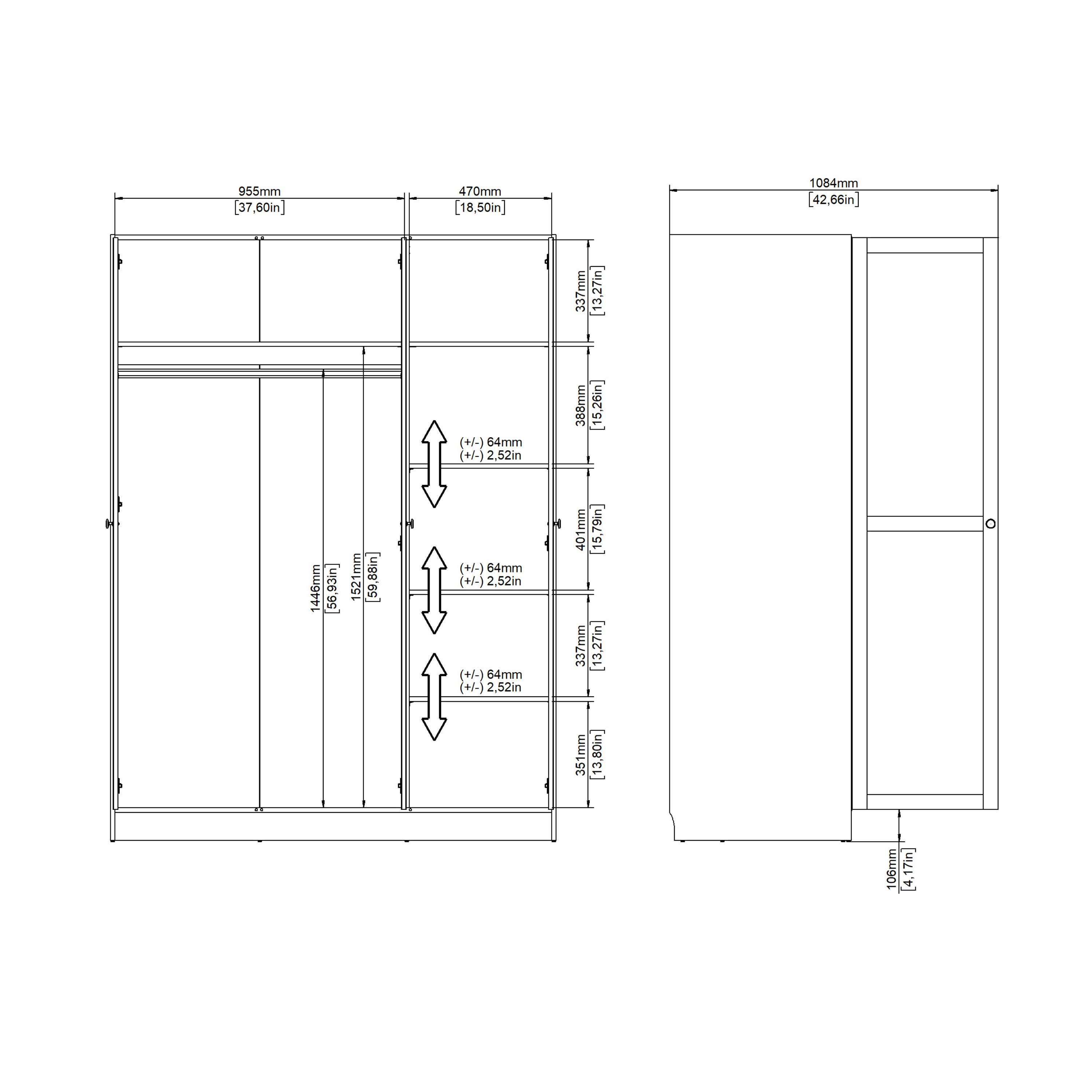 Brande Wardrobe with 3 Frame Doors in White