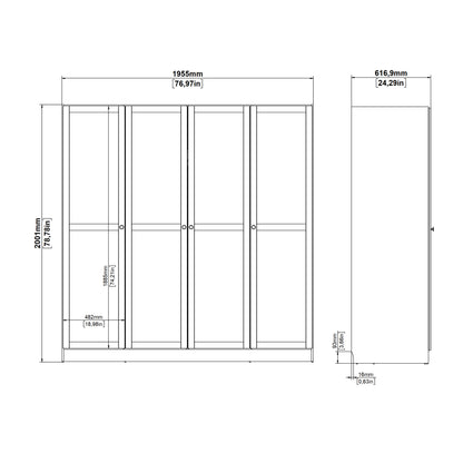 Brande Wardrobe with 4 Frame Doors in White