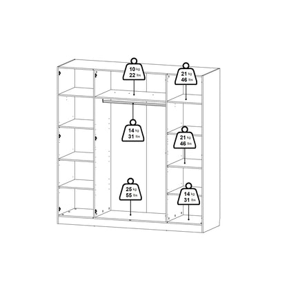 Brande Wardrobe with 4 Frame Doors in White