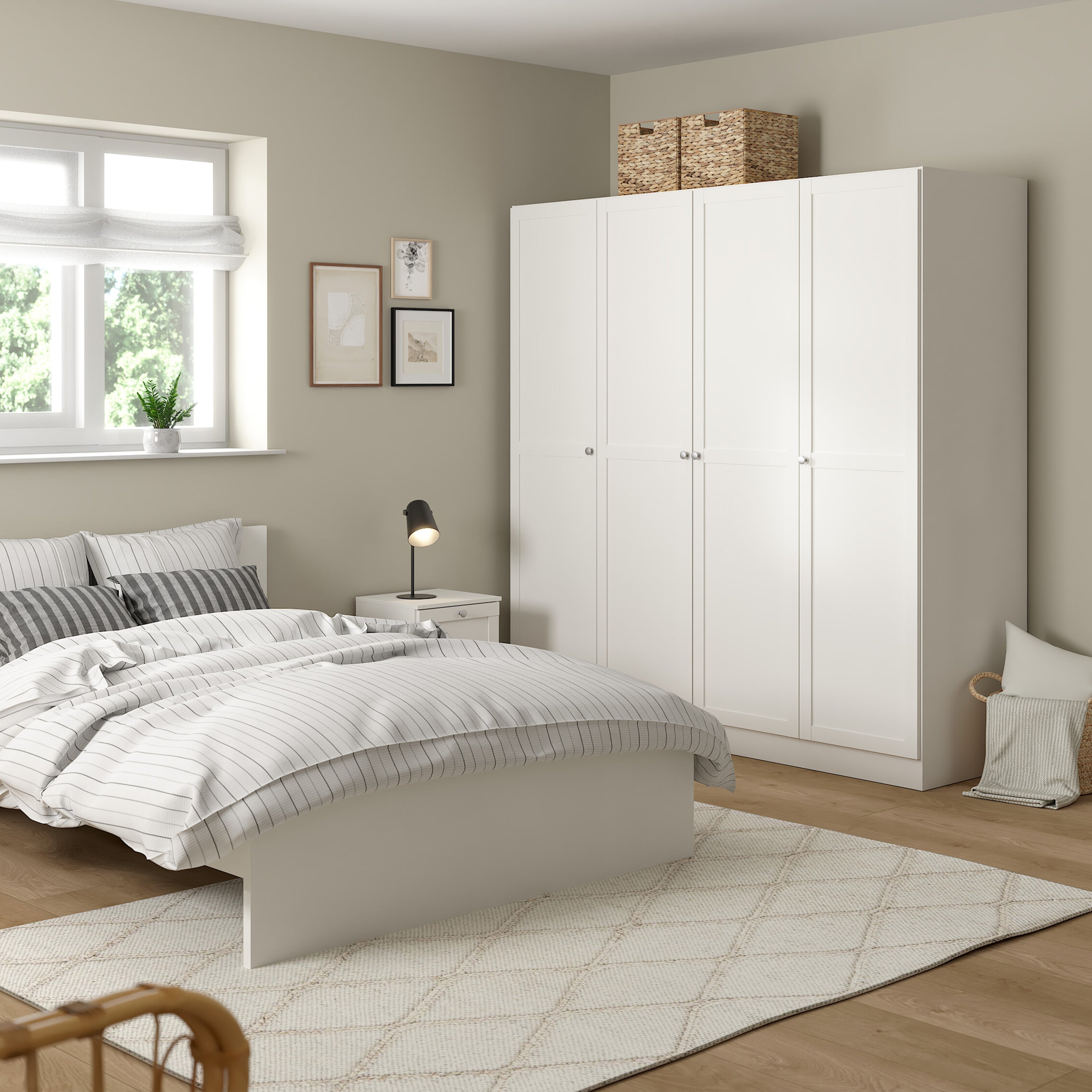 Brande Wardrobe with 4 Frame Doors in White