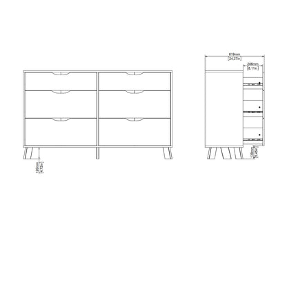 Ikast 6 Drawers Double Dresser in Jackson Hickory and White