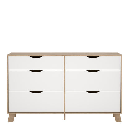 Ikast 6 Drawers Double Dresser in Jackson Hickory and White