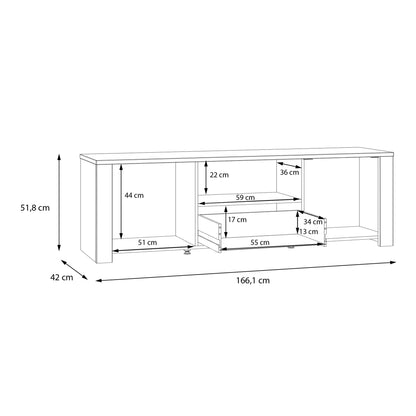 Bohol TV Unit Inc. LED Light in Riviera Oak/Grey Oak