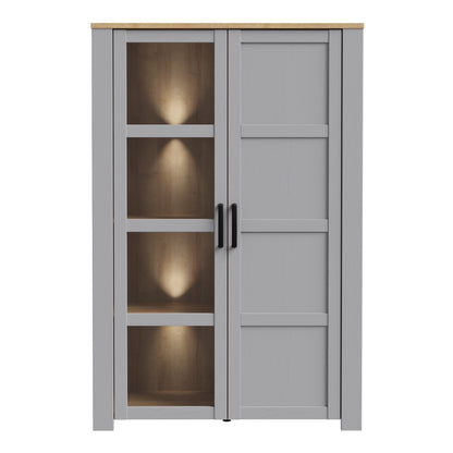 Bohol Display Cabinet inc. 2x LED Lights in Riviera Oak/Grey Oak